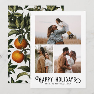 Cartes Pour Fêtes Annuelles Vintage Winter Oranges 3 Photo Collage