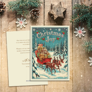 Cartes Pour Fêtes Annuelles Vintages rennes dorment Noël
