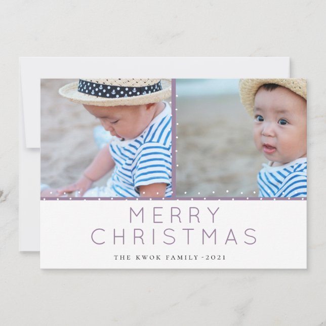 Cartes Pour Fêtes Annuelles Violet Tidings Polka Dot Christmas Photo (Devant)