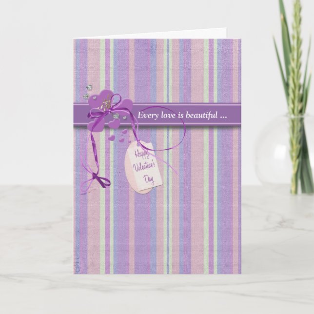 Cartes Pour Fêtes Annuelles Violet Valentine Romance (Devant)