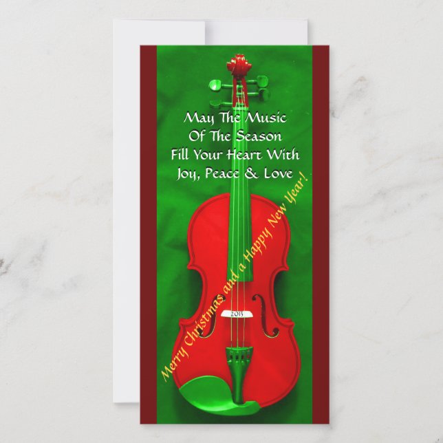 Cartes Pour Fêtes Annuelles Violon de Noël (Devant)