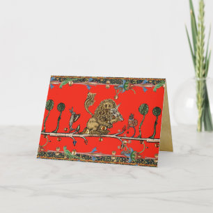 Cartes Pour Fêtes Annuelles Violoniste Lion, Hare