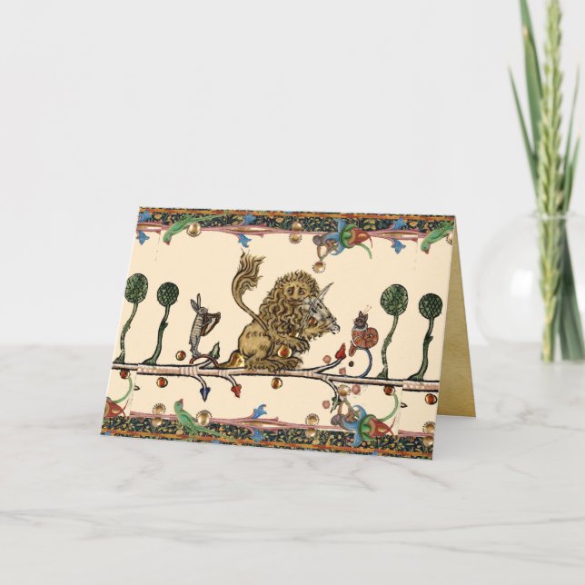 Cartes Pour Fêtes Annuelles Violoniste Lion, Hare (Devant)