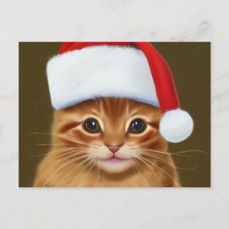 Cartes Pour Fêtes Annuelles Visage de chat au gingembre mignon avec chapeau de