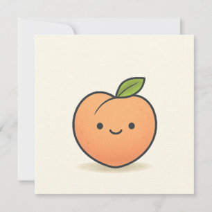 Cartes Pour Fêtes Annuelles Visage de pêche souriant mignon – Fruit Kawaii