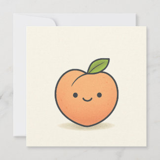 Cartes Pour Fêtes Annuelles Visage de pêche souriant mignon – Fruit Kawaii