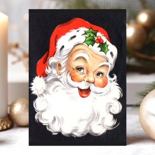 Cartes Pour Fêtes Annuelles Visage de Père Noël Vintage Noël