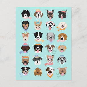 Cartes Pour Fêtes Annuelles Visages de chien d'hiver