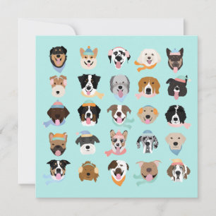 Cartes Pour Fêtes Annuelles Visages de chiens d'hiver