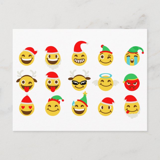 Cartes Pour Fêtes Annuelles visages heureux d'emoji de Noël (Devant)