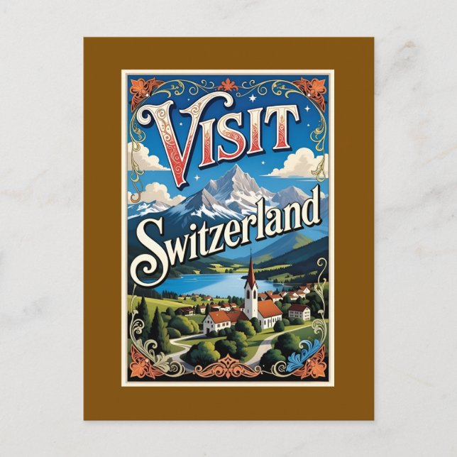 Cartes Pour Fêtes Annuelles Visit Switzerland travel poster, (Devant)