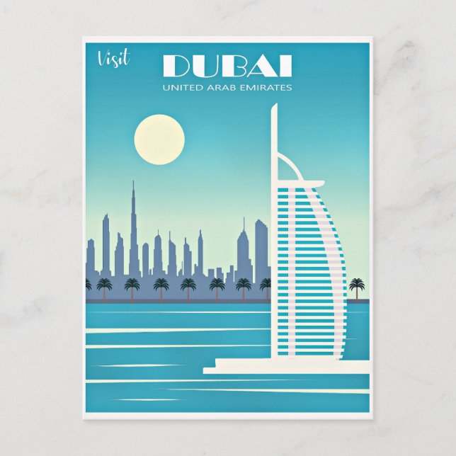 Cartes Pour Fêtes Annuelles Visiter l'affiche de voyage de Dubaï (Devant)