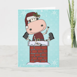 Cartes Pour Fêtes Annuelles Visiteur de Noël - vache