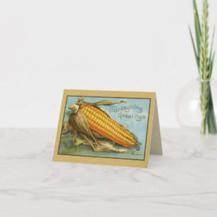 Cartes Pour Fêtes Annuelles Vitage Retro Thanksgiving Corn Salutations