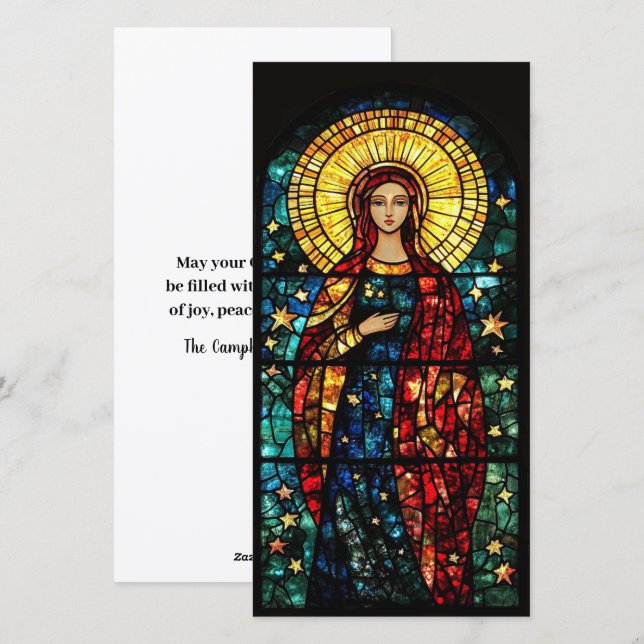Cartes Pour Fêtes Annuelles Vitrail Madonna Flat (Devant / Derrière)