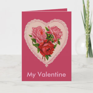 Cartes Pour Fêtes Annuelles Viva Magenta Coeur Roses Vintage Valentine