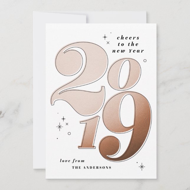 Cartes Pour Fêtes Annuelles Vive la nouvelle année cuivre audacieux 2019 (Devant)