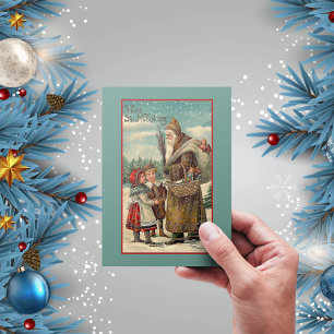 Cartes Pour Fêtes Annuelles Vive victorienne vintage Nicolas Boy Fille Noël