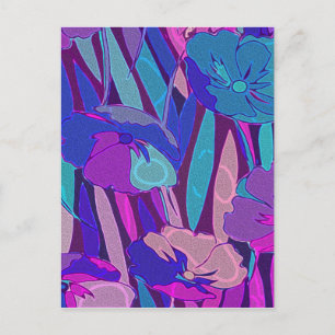 Cartes Pour Fêtes Annuelles Vivid Bleu foncé violet Fleurs de minuit Art