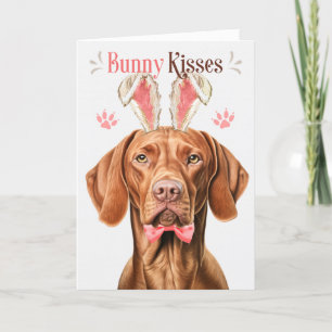 Cartes Pour Fêtes Annuelles Vizsla Chien à Bunny Oreilles pour Pâques