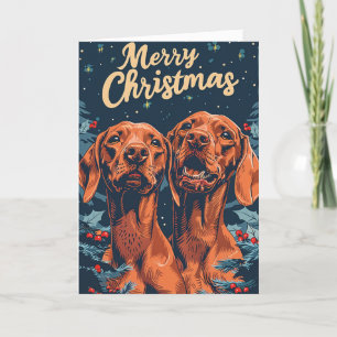 Cartes Pour Fêtes Annuelles Vizsla Joyeux Noël Personnalisé