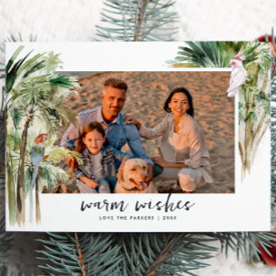 Cartes Pour Fêtes Annuelles Vœux chaleureux Photo de Noël de plage tropicale