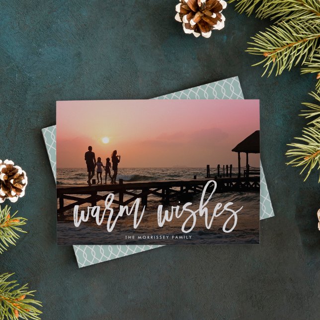 Cartes Pour Fêtes Annuelles Vœux chaleureux Photo lettrage pinceau (Créateur téléchargé)