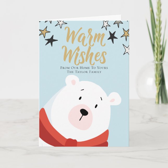 Cartes Pour Fêtes Annuelles Voeux chauds Ours Polaire Personnalisé Noël (Devant)