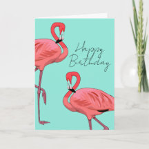 Vœux d'anniversaire chaleureux aux flamants roses