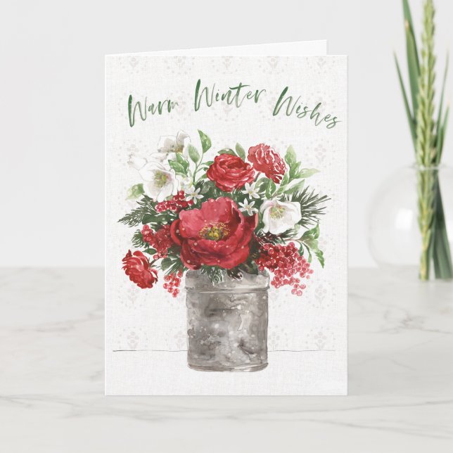 Cartes Pour Fêtes Annuelles Vœux de Chaud Hiver (Devant)