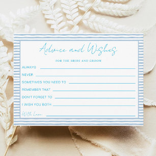 Cartes Pour Fêtes Annuelles Vœux de conseils de mariage à rayures bleues Marié
