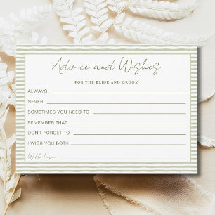 Cartes Pour Fêtes Annuelles Vœux de conseils de mariage rayés verts Mariée Mar