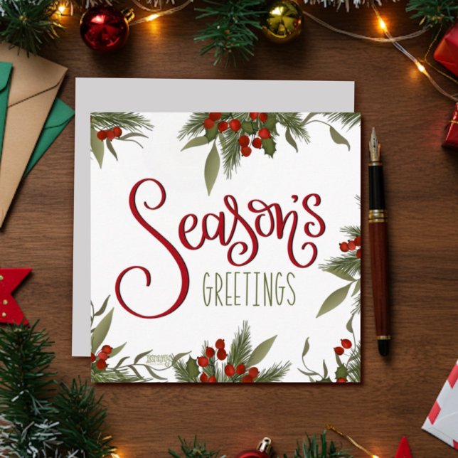 Cartes Pour Fêtes Annuelles Vœux de la saison Jolie Noël Floral (Créateur téléchargé)