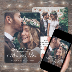 Cartes Pour Fêtes Annuelles Voeux de New Mr & Mrs - Newlyweds 2 Photo Noël