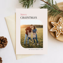 Vœux de Noël au nom de la famille sur une simple a