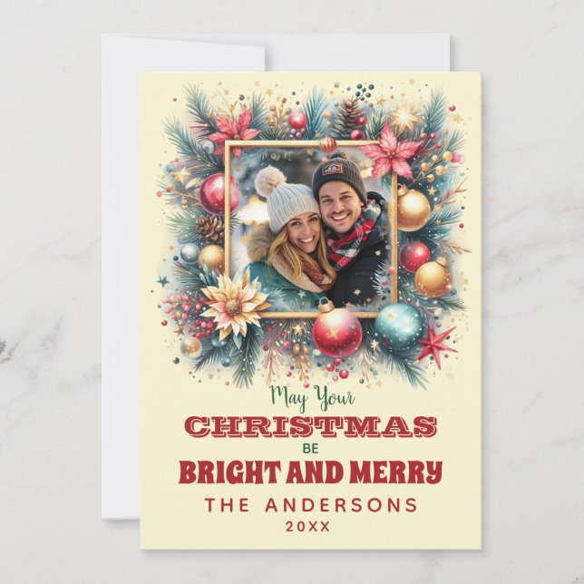 Cartes Pour Fêtes Annuelles Voeux de Noël avec photo personnalisée (Devant)