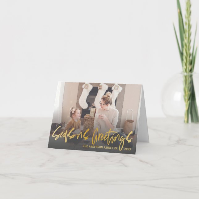 Cartes Pour Fêtes Annuelles Vœux de Noël Calligraphie Or Faux Noël  (Devant)