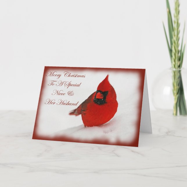 Cartes Pour Fêtes Annuelles voeux de Noël Cardinal Niece & Mari (Devant)