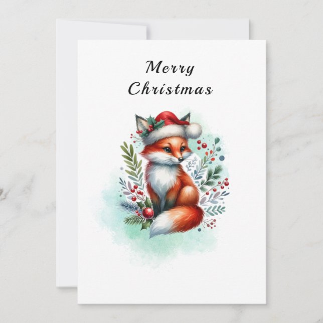 Cartes Pour Fêtes Annuelles Vœux de Noël du renard de Noël (Devant)