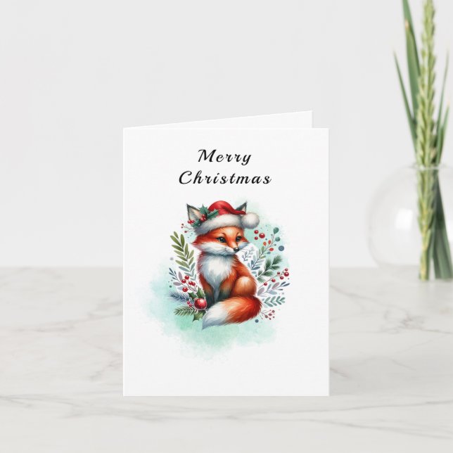 Cartes Pour Fêtes Annuelles Vœux de Noël du renard de Noël (Devant)