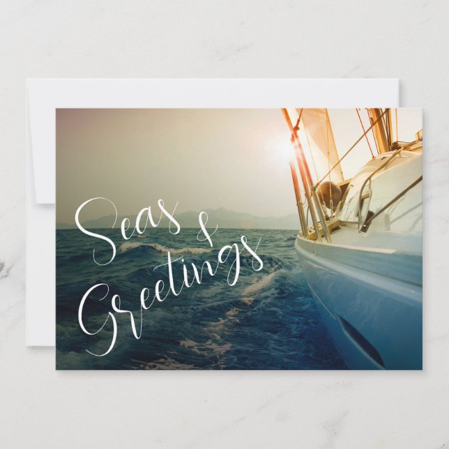 Cartes Pour Fêtes Annuelles Vœux de Noël en mer et salutations de voile (Devant)