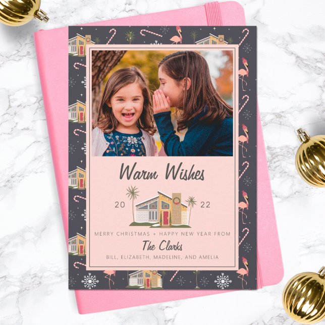 Cartes Pour Fêtes Annuelles Vœux de Noël Maison Photo de style milieu de siècl (Créateur téléchargé)