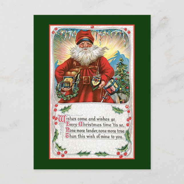 Cartes Pour Fêtes Annuelles Voeux de Noël père Noël (Devant)