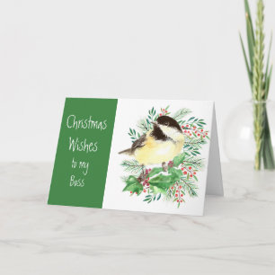 Cartes Pour Fêtes Annuelles Voeux de Noël Pickadee Bird Boss