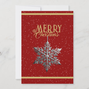 Cartes Pour Fêtes Annuelles Vœux de Noël radieux : Or, Rouge & Houx Argenté
