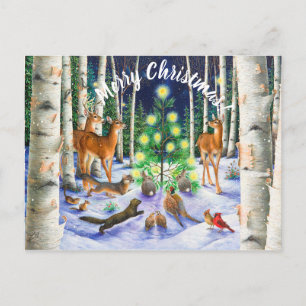 Cartes Pour Fêtes Annuelles Vœux de Noël Rassemblement autour d'un arbre