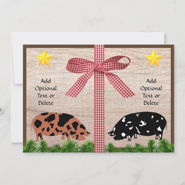 Cartes Pour Fêtes Annuelles Voeux de Noël Rustique Kunekune (Devant)