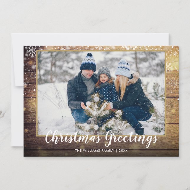 Cartes Pour Fêtes Annuelles Voeux de Noël rustiques Photo Pays Bois (Devant)