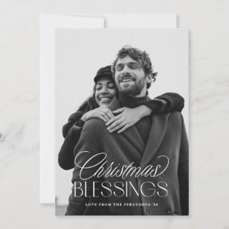Cartes Pour Fêtes Annuelles Vœux de Noël Texte Élégant Superposé 1-Photo