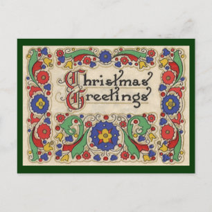 Cartes Pour Fêtes Annuelles Vœux de Noël vintage avec bordure décorative